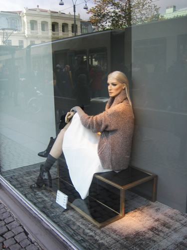 Mannequin in shop window.